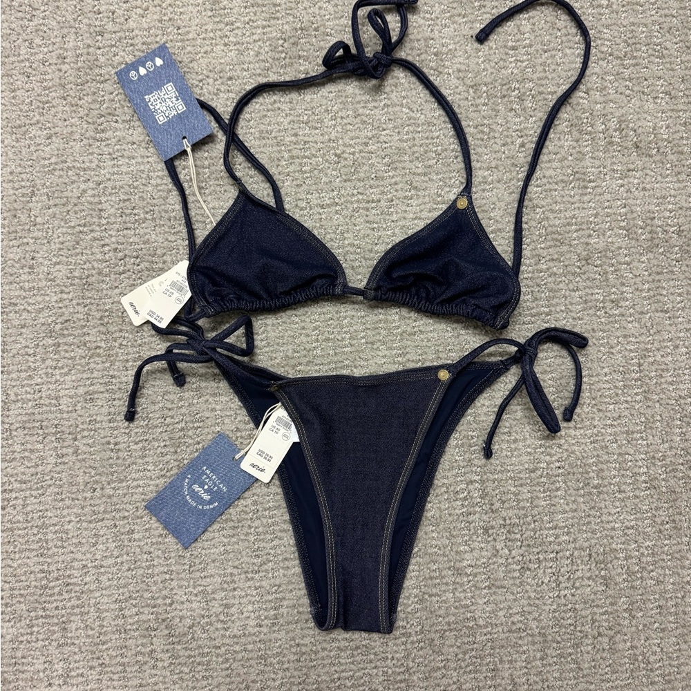 Aerie American Eagle Denim Blue Bikini Set NWT